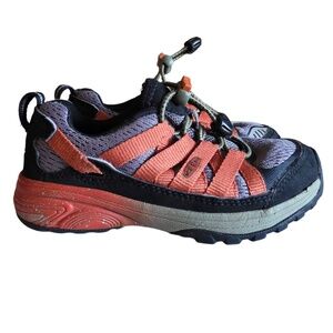 KEEN‎ Youth Versatrail Hiking Shoe Kids Size 11 Black/Orange Outdoor Bungee Lace